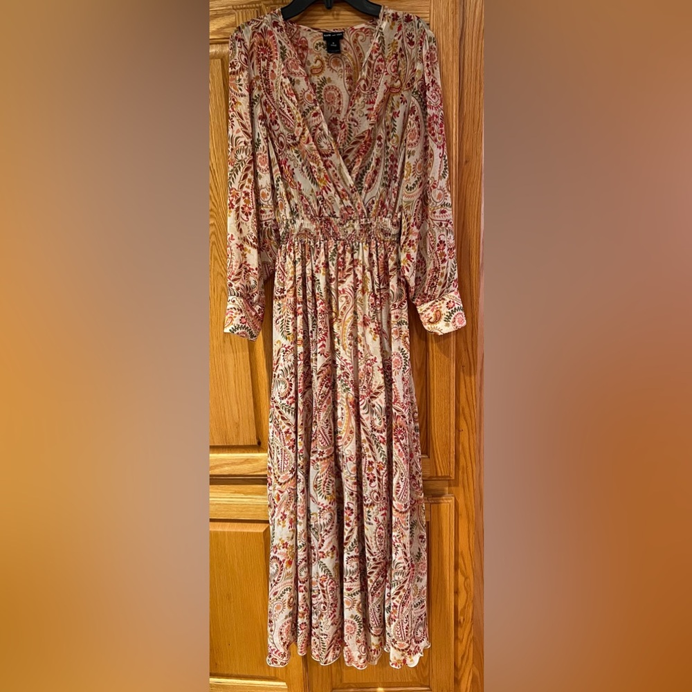 Paisley Wrap Maxi Dress in Cream & Red by Unknown Brand
